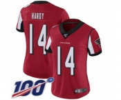 Women's Atlanta Falcons #14 Justin Hardy Red Team Color Vapor Untouchable Limited Player 100th Season Football Jersey