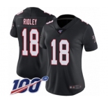 Women's Atlanta Falcons #18 Calvin Ridley Black Alternate Vapor Untouchable Limited Player 100th Season Football Jersey