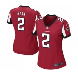 Women's Atlanta Falcons #2 Matt Ryan Game Red Team Color Football Jersey