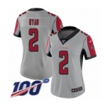 Women's Atlanta Falcons #2 Matt Ryan Limited Silver Inverted Legend 100th Season Football Jersey