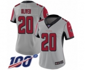 Women's Atlanta Falcons #20 Isaiah Oliver Limited Silver Inverted Legend 100th Season Football Jersey