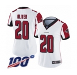 Women's Atlanta Falcons #20 Isaiah Oliver White Vapor Untouchable Limited Player 100th Season Football Jersey
