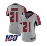 Women's Atlanta Falcons #21 Deion Sanders Limited Silver Inverted Legend 100th Season Football Jersey