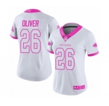 Women's Atlanta Falcons #26 Isaiah Oliver Limited White Pink Rush Fashion Football Jersey