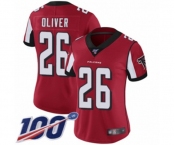 Women's Atlanta Falcons #26 Isaiah Oliver Red Team Color Vapor Untouchable Limited Player 100th Season Football Jersey