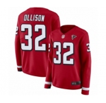 Women's Atlanta Falcons #32 Qadree Ollison Limited Red Therma Long Sleeve Football Jersey