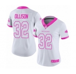 Women's Atlanta Falcons #32 Qadree Ollison Limited White Pink Rush Fashion Football Jersey