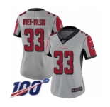 Women's Atlanta Falcons #33 Blidi Wreh-Wilson Limited Silver Inverted Legend 100th Season Football Jersey