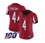 Women's Atlanta Falcons #4 Giorgio Tavecchio Red Team Color Vapor Untouchable Limited Player 100th Season Football Jersey