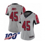 Women's Atlanta Falcons #45 Deion Jones Limited Silver Inverted Legend 100th Season Football Jersey