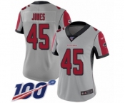 Women's Atlanta Falcons #45 Deion Jones Limited Silver Inverted Legend 100th Season Football Jersey