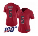Women's Atlanta Falcons #5 Matt Bosher Limited Red Rush Vapor Untouchable 100th Season Football Jersey