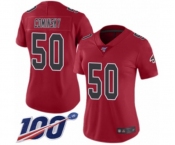 Women's Atlanta Falcons #50 John Cominsky Limited Red Rush Vapor Untouchable 100th Season Football Jersey