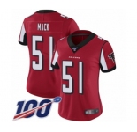 Women's Atlanta Falcons #51 Alex Mack Red Team Color Vapor Untouchable Limited Player 100th Season Football Jersey