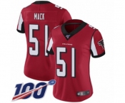 Women's Atlanta Falcons #51 Alex Mack Red Team Color Vapor Untouchable Limited Player 100th Season Football Jersey