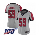 Women's Atlanta Falcons #59 De'Vondre Campbell Limited Silver Inverted Legend 100th Season Football Jersey