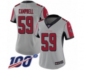 Women's Atlanta Falcons #59 De'Vondre Campbell Limited Silver Inverted Legend 100th Season Football Jersey