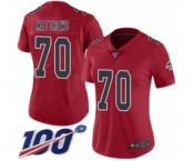 Women's Atlanta Falcons #70 Jake Matthews Limited Red Rush Vapor Untouchable 100th Season Football Jersey