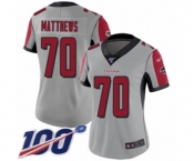 Women's Atlanta Falcons #70 Jake Matthews Limited Silver Inverted Legend 100th Season Football Jersey