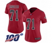 Women's Atlanta Falcons #71 Wes Schweitzer Limited Red Rush Vapor Untouchable 100th Season Football Jersey