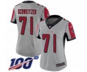Women's Atlanta Falcons #71 Wes Schweitzer Limited Silver Inverted Legend 100th Season Football Jersey
