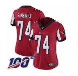 Women's Atlanta Falcons #74 Ty Sambrailo Red Team Color Vapor Untouchable Limited Player 100th Season Football Jersey