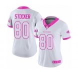 Women's Atlanta Falcons #80 Luke Stocker Limited White Pink Rush Fashion Football Jersey