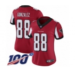 Women's Atlanta Falcons #88 Tony Gonzalez Red Team Color Vapor Untouchable Limited Player 100th Season Football Jersey