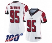 Women's Atlanta Falcons #95 Jack Crawford White Vapor Untouchable Limited Player 100th Season Football Jersey