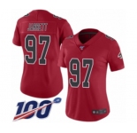 Women's Atlanta Falcons #97 Grady Jarrett Limited Red Rush Vapor Untouchable 100th Season Football Jersey