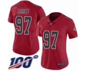 Women's Atlanta Falcons #97 Grady Jarrett Limited Red Rush Vapor Untouchable 100th Season Football Jersey