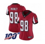 Women's Atlanta Falcons #98 Takkarist McKinley Red Team Color Vapor Untouchable Limited Player 100th Season Football Jersey