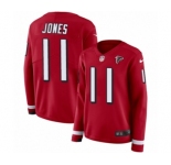 Women's Nike Atlanta Falcons #11 Julio Jones Limited Red Therma Long Sleeve NFL Jersey