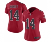 Women's Nike Atlanta Falcons #14 Justin Hardy Limited Red Rush Vapor Untouchable NFL Jersey