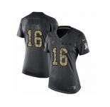 Women's Nike Atlanta Falcons #16 Justin Hardy Limited Black 2016 Salute to Service NFL Jersey
