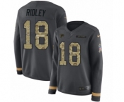 Women's Nike Atlanta Falcons #18 Calvin Ridley Limited Black Salute to Service Therma Long Sleeve NFL Jersey