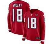 Women's Nike Atlanta Falcons #18 Calvin Ridley Limited Red Therma Long Sleeve NFL Jersey
