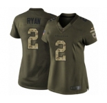Women's Nike Atlanta Falcons #2 Matt Ryan Limited Green Salute to Service NFL Jersey