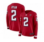 Women's Nike Atlanta Falcons #2 Matt Ryan Limited Red Therma Long Sleeve NFL Jersey
