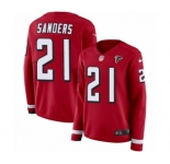 Women's Nike Atlanta Falcons #21 Deion Sanders Limited Red Therma Long Sleeve NFL Jersey