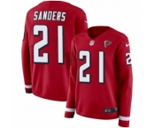 Women's Nike Atlanta Falcons #21 Deion Sanders Limited Red Therma Long Sleeve NFL Jersey