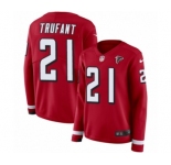 Women's Nike Atlanta Falcons #21 Desmond Trufant Limited Red Therma Long Sleeve NFL Jersey