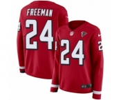 Women's Nike Atlanta Falcons #24 Devonta Freeman Limited Red Therma Long Sleeve NFL Jersey