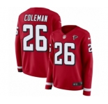 Women's Nike Atlanta Falcons #26 Tevin Coleman Limited Red Therma Long Sleeve NFL Jersey