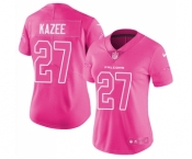 Women's Nike Atlanta Falcons #27 Damontae Kazee Limited Pink Rush Fashion NFL Jersey