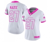 Women's Nike Atlanta Falcons #27 Damontae Kazee Limited White-Pink Rush Fashion NFL Jersey
