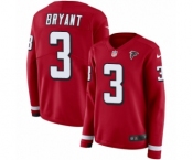 Women's Nike Atlanta Falcons #3 Matt Bryant Limited Red Therma Long Sleeve NFL Jersey