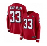 Women's Nike Atlanta Falcons #33 Blidi Wreh-Wilson Limited Red Therma Long Sleeve NFL Jersey