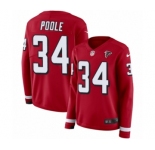 Women's Nike Atlanta Falcons #34 Brian Poole Limited Red Therma Long Sleeve NFL Jersey