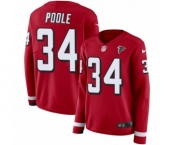 Women's Nike Atlanta Falcons #34 Brian Poole Limited Red Therma Long Sleeve NFL Jersey